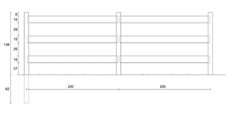 Schema tecnico recinzione tre filagne